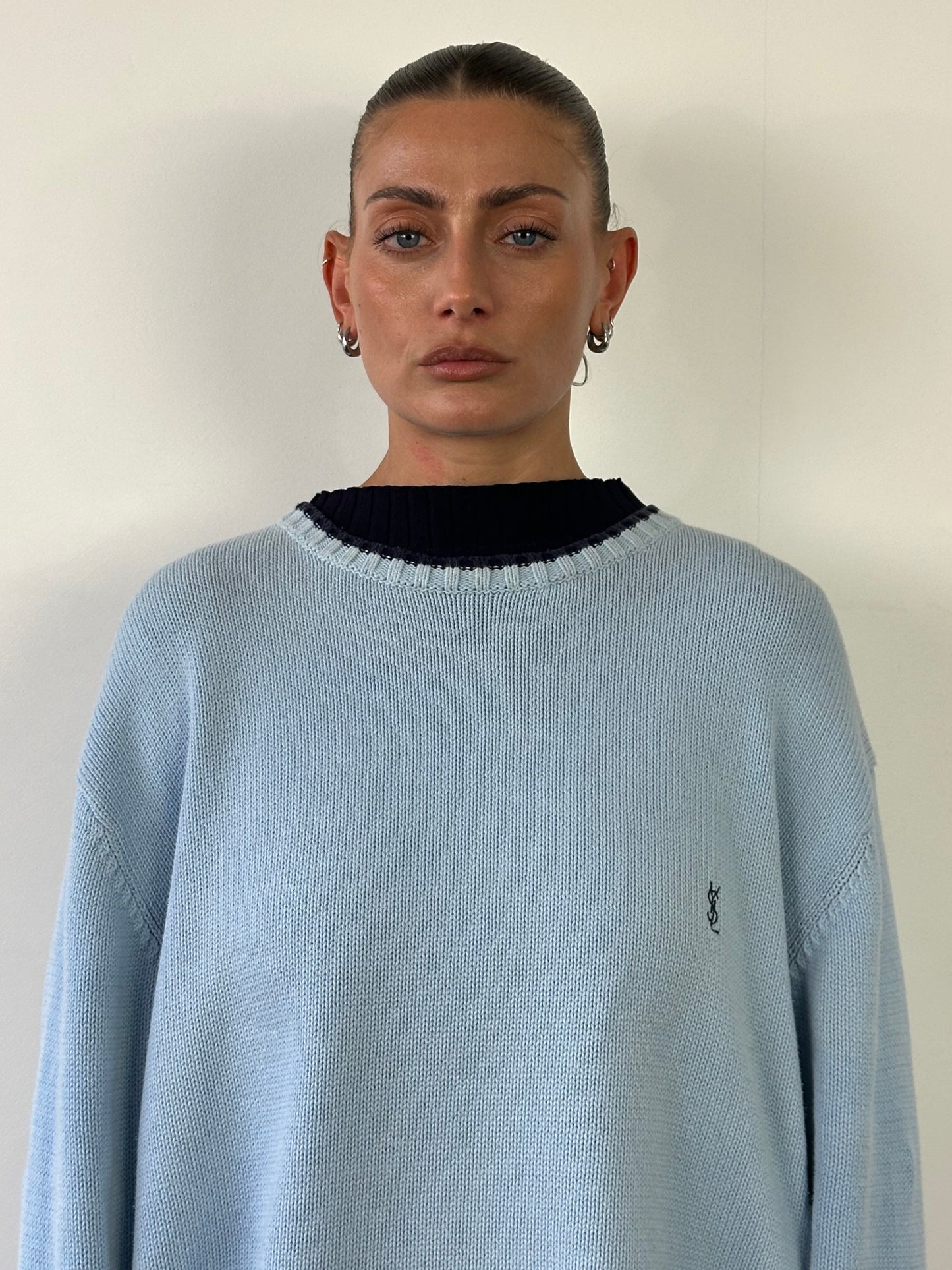 Yves Saint Laurent Pour Homme Pure Cotton Knitted Logo Jumper - XL/XXL