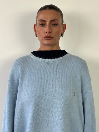 Yves Saint Laurent Pour Homme Pure Cotton Knitted Logo Jumper - XL/XXL