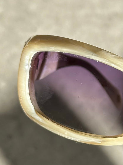 Chanel 2000s Marble Rectangle Sunglasses