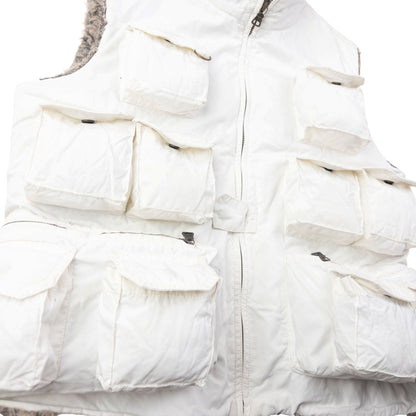 Vintage 2000s Ralph Lauren Multi Pocket Fur Lined Cargo Gilet Womens Size M | Medium, White