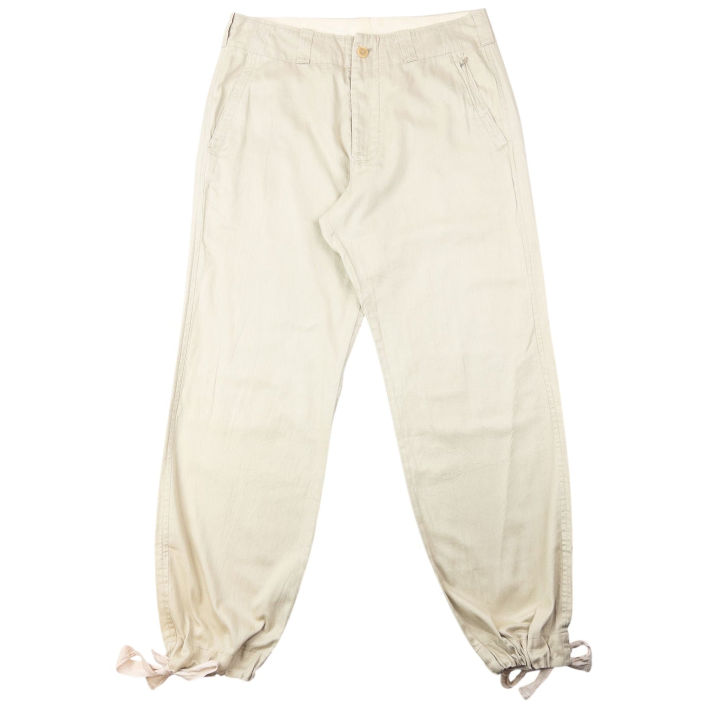 Vintage 2000s Yohji Yamamoto Linen Trousers Size W34 | W34, Cream