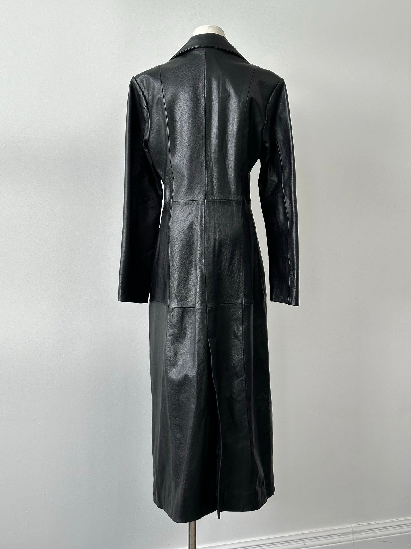 Vintage 1990s Floor Length Leather Trench Coat - S-M