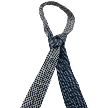 Vintage 90s Issey Miyake Zig Zag Pattern Silk Tie | O/S, Grey