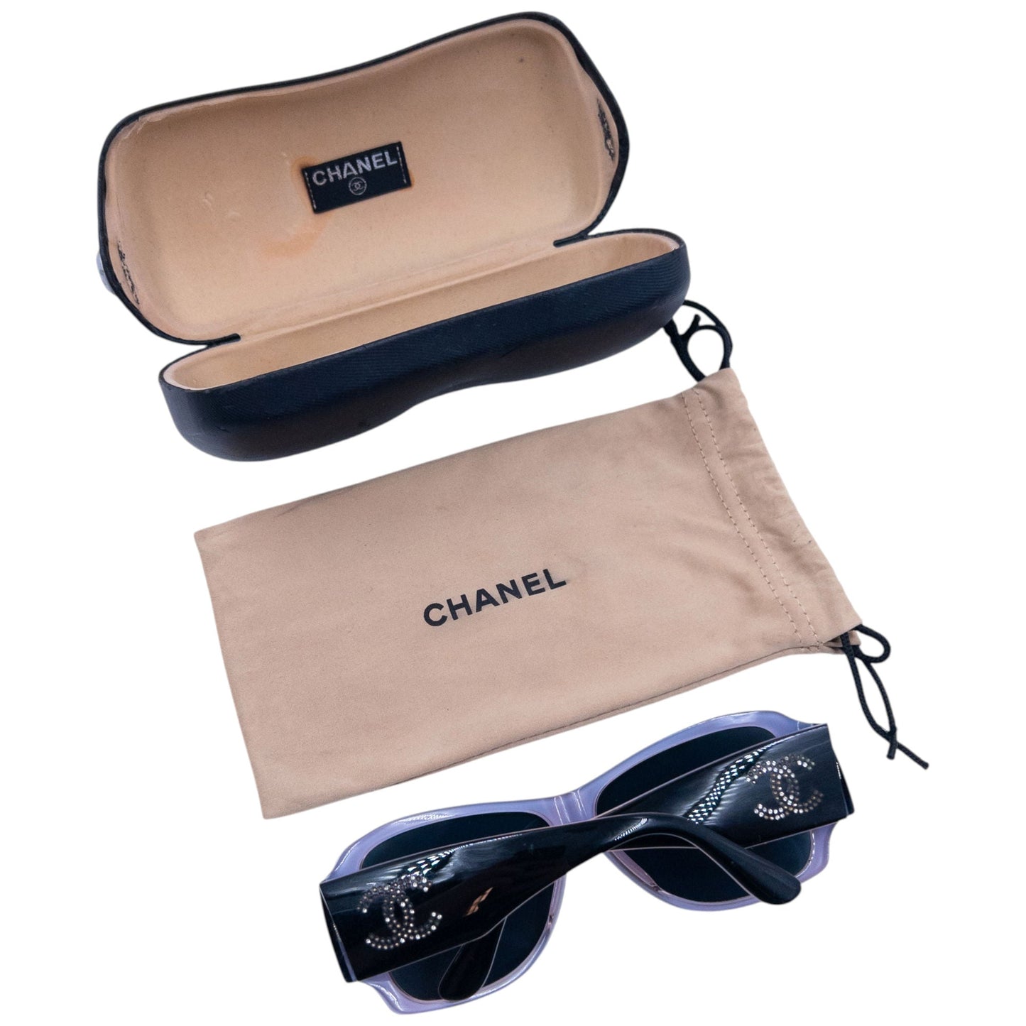 Vintage 2000s Chanel Diamanté Sunglasses | O/S, Purple, Black