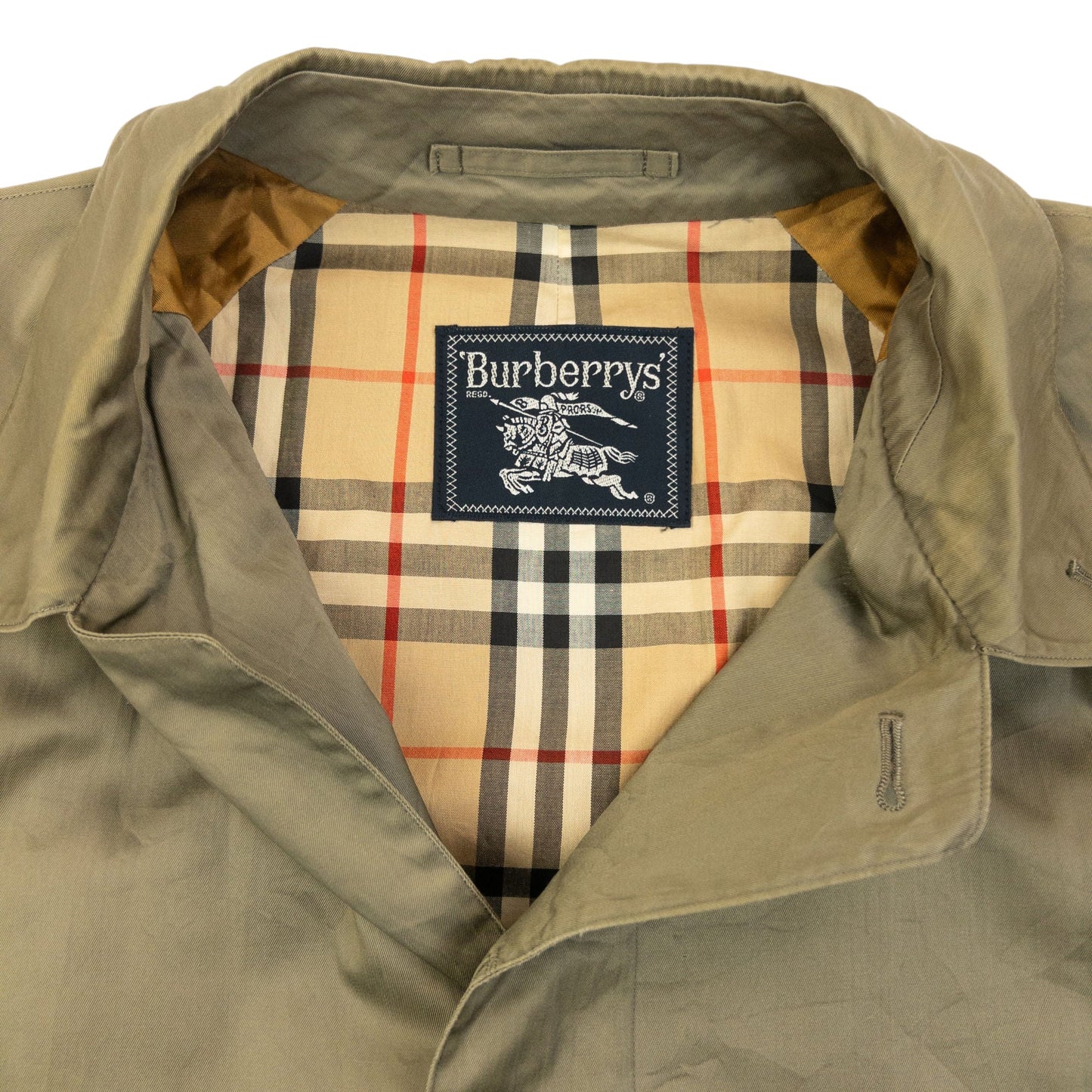 Vintage 90s Burberry Nova Check Lined Trench Jacket Size XL | XL, Green