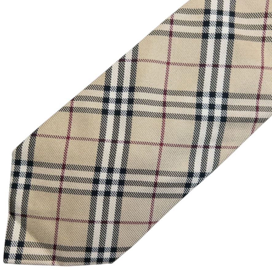 Vintage 2000s Burberry Nova Check Silk Tie | O/S, Beige