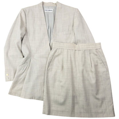 Vintage 90s Issey Miyake Pleated Jacket & Skirt Suit Set Womens Size M | Medium, Grey