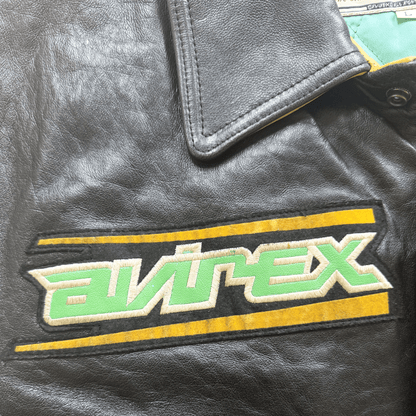 Avirex 'Sonic Squad' Leather Varsity Jacket - L | Large, Black