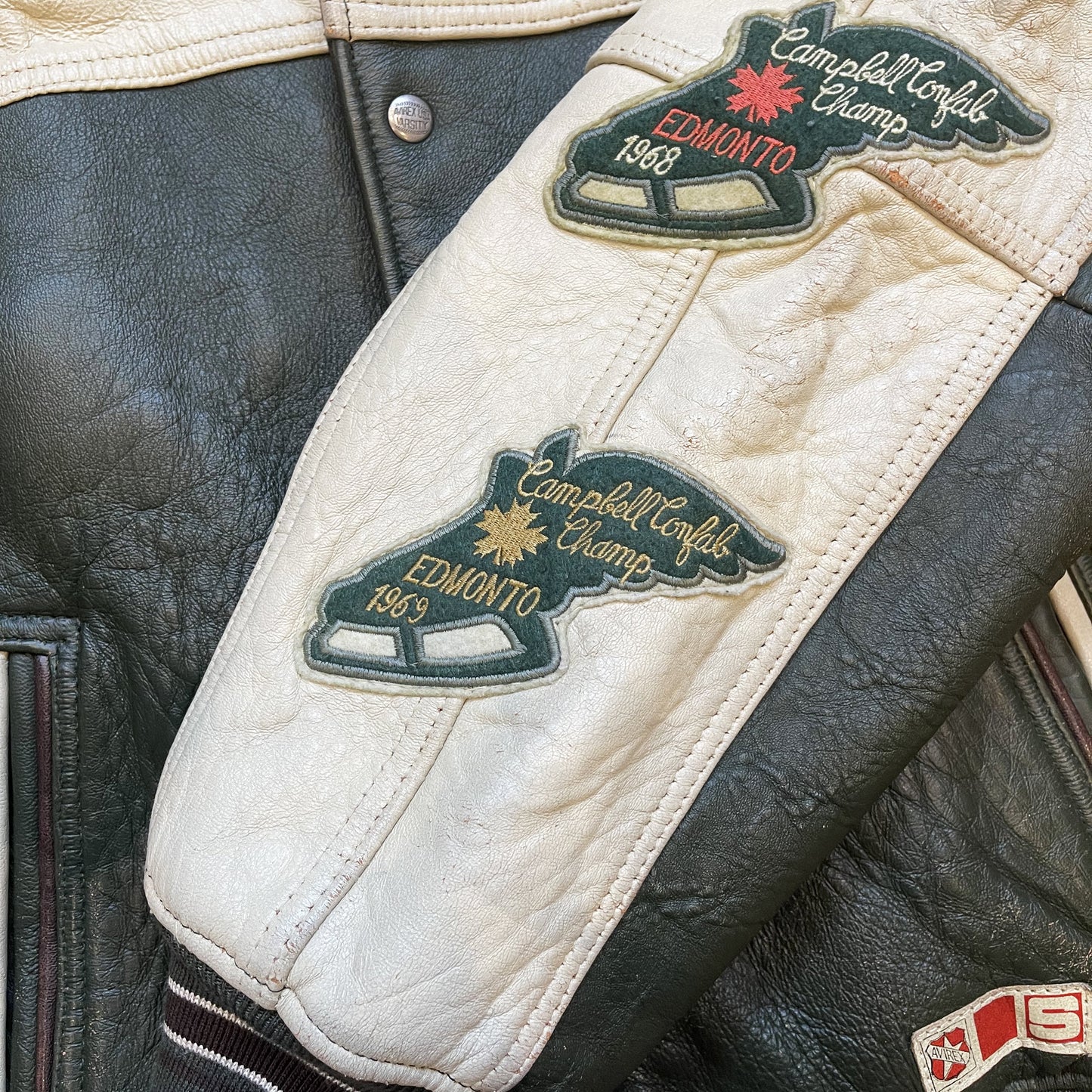 Avirex Wild Bears Leather Varsity Jacket - S