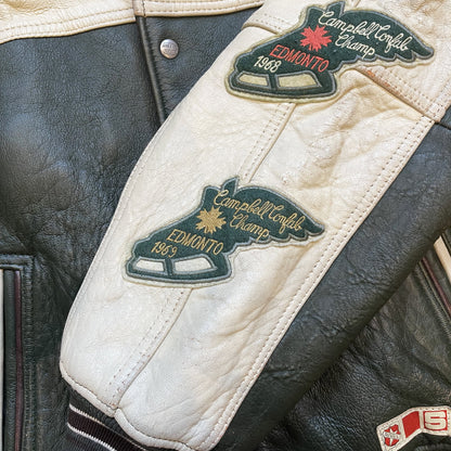 Avirex Wild Bears Leather Varsity Jacket - S