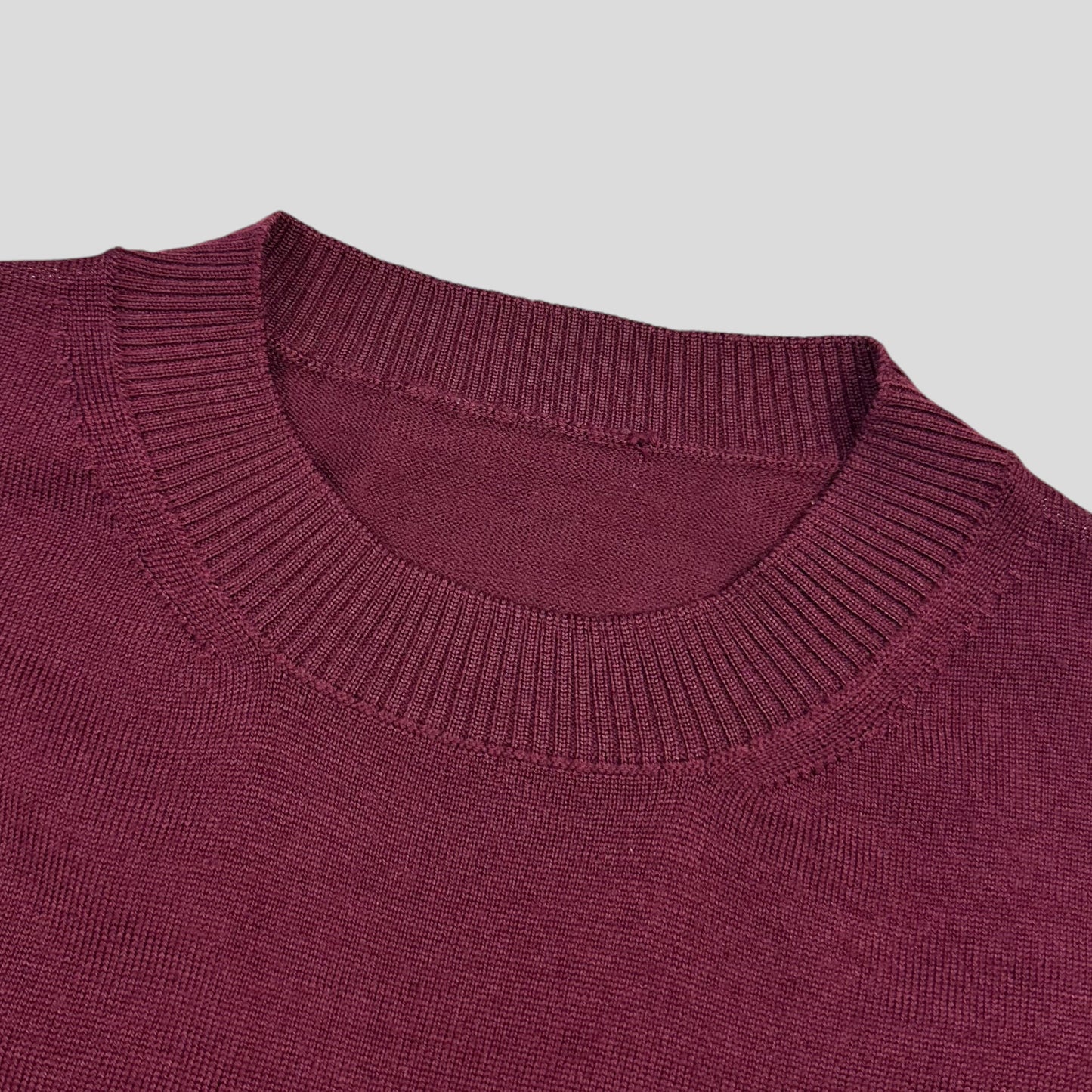 Prada Milano 2018 Wine Ribbed Silk & Wool Knit Sweater - M | Default Title, Burgundy