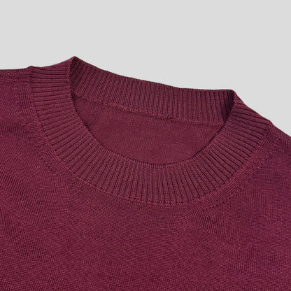 Prada Milano 2018 Wine Ribbed Silk & Wool Knit Sweater - M | Default Title, Burgundy