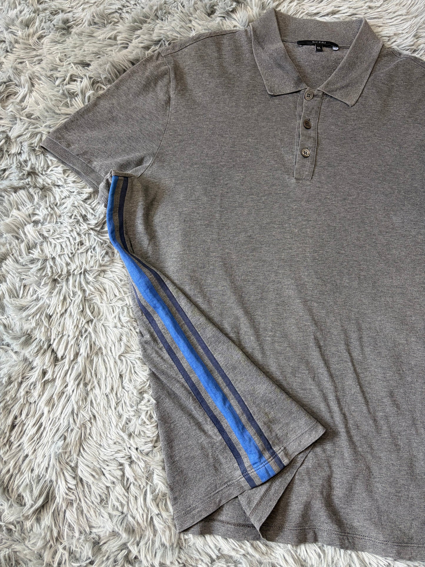Gucci 00’s Contrast Seam Stripe Cotton Polo Shirt - L | O/S, Blue