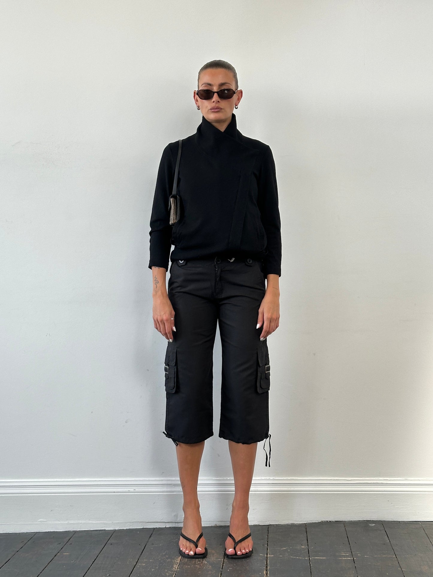 Helmut Lang Asymmetric High Neck Wool Belted Jacket - S