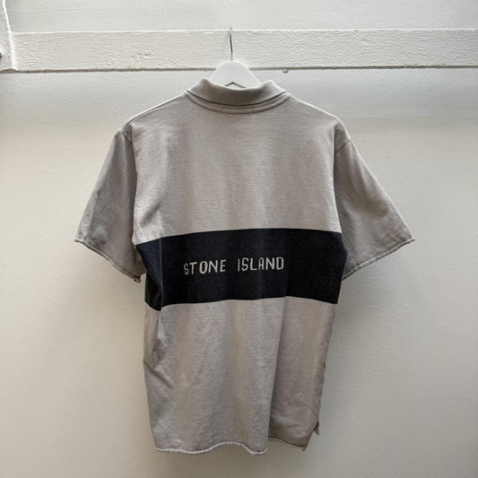 90’s Stone Island Spell-out Polo Shirt (M) | Medium, Grey
