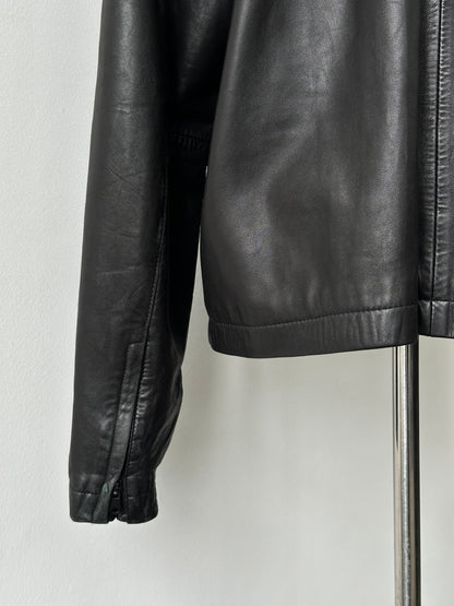 DKNY 1990s Minimal Smooth Leather Jacket - XL