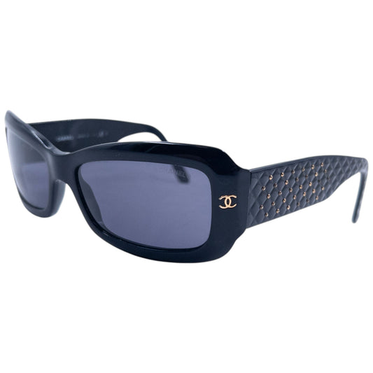 Vintage 90s Chanel Embossed Sunglasses | O/S, Black