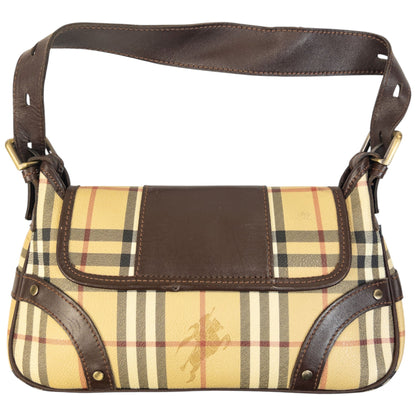 Vintage 2000s Burberry Nova Check Leather Shoulder Bag | O/S, Brown, Beige, Red, Black