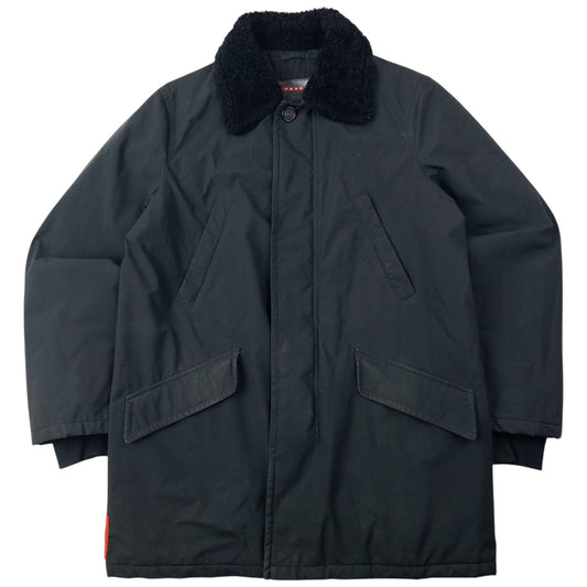 Vintage 2006 Prada Sport Sheep Fur Collar Jacket Size L | Large, Black