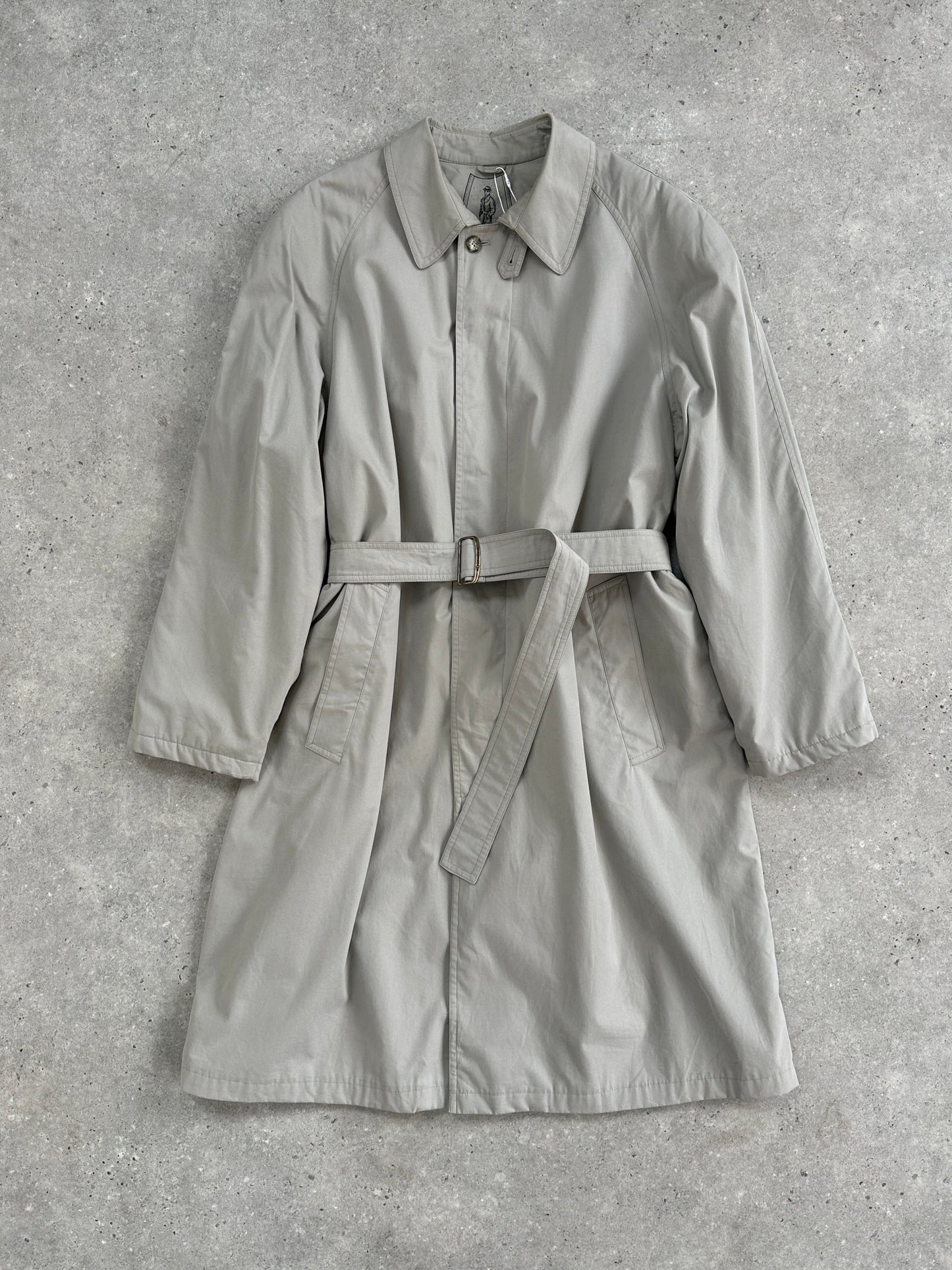 Italian Vintage Concealed Placket Belted Trench Coat - XL