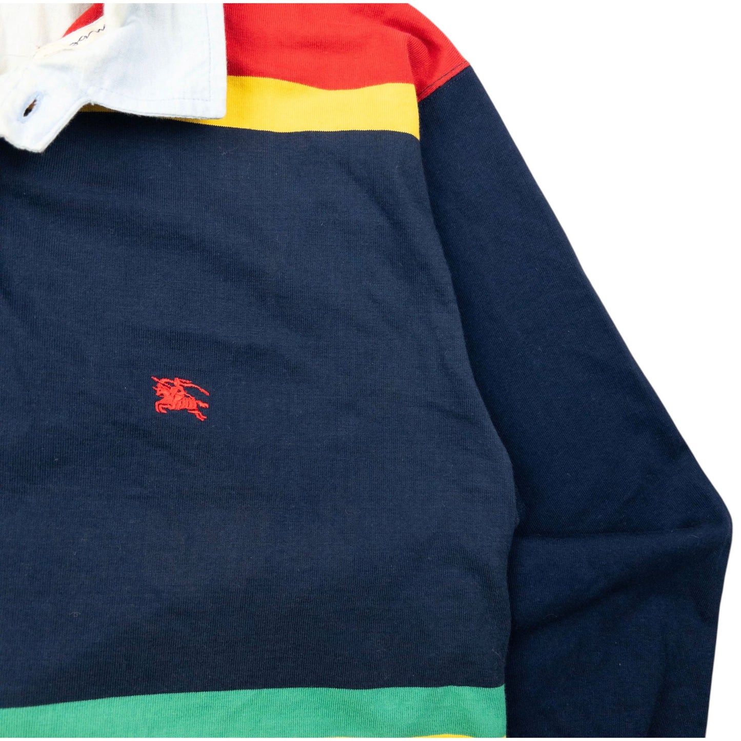Vintage 90s Burberry Striped Long Sleeve Polo Shirt Size M | Medium, Red