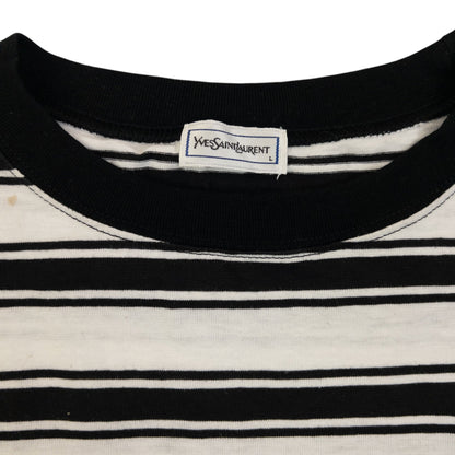 Vintage 80s YSL Yves Saint Laurent Striped T Shirt Size S | Small, Black