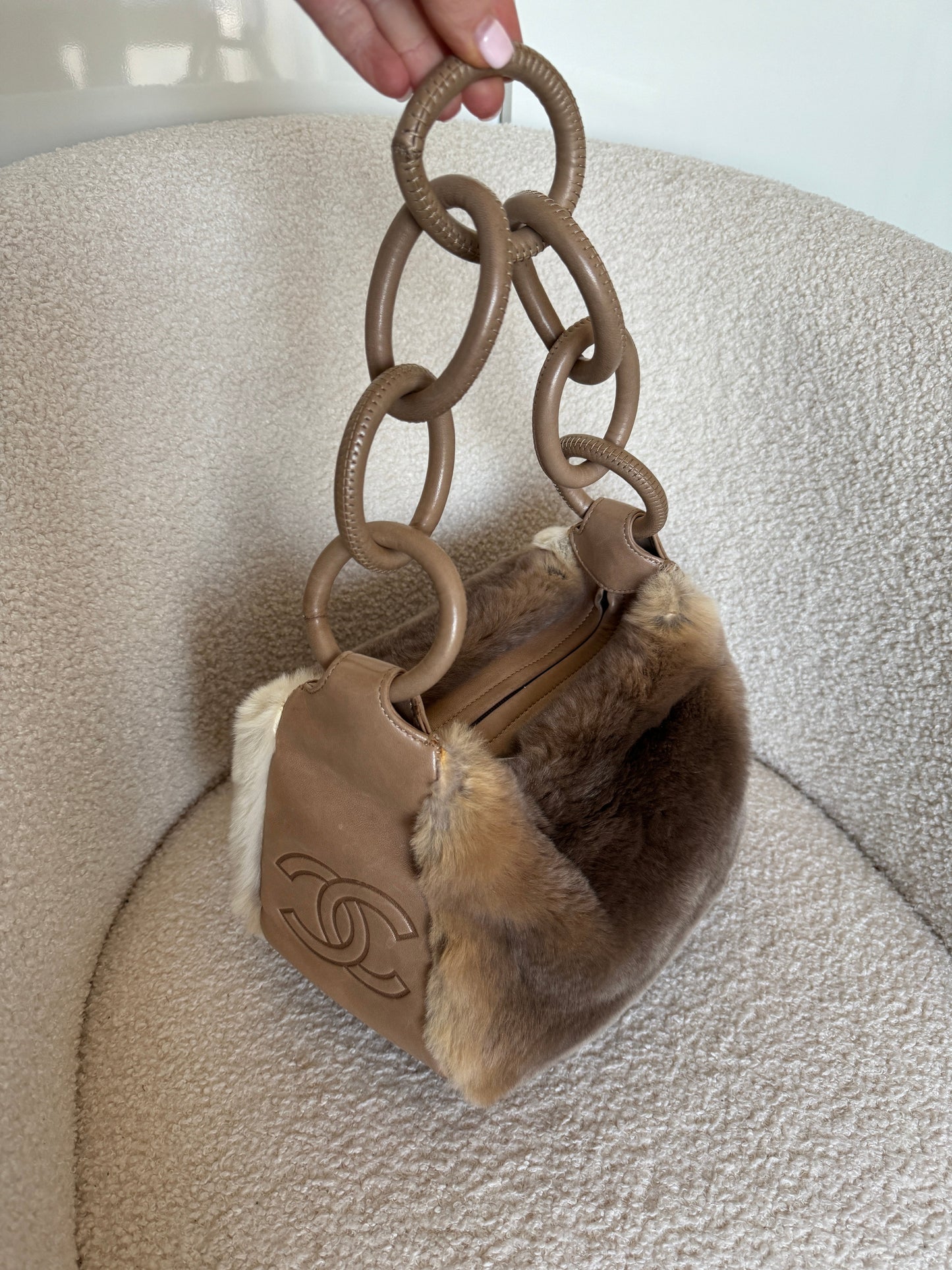 RARE Vintage 2004/2005 Chanel Lapin Fur Chain Shoulder Bag | O/S, Multicoloured