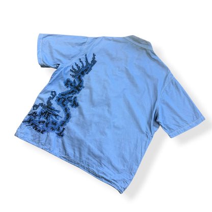2000's Maharishi Pixelated Dragon Zipped Shirt (L) | Default Title, Blue