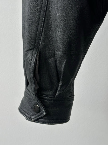 Vintage 1990s Boxy Leather Bomber Jacket - XL/XXL