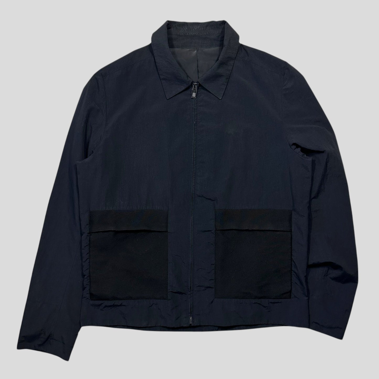 Balenciaga SS15 Wool Pocket Gabardine Nylon Work Jacket - M | Default Title, Navy