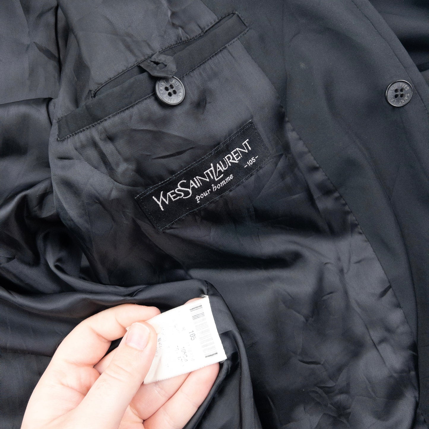 Vintage 90s YSL Yves Saint Laurent Harrington Jacket Size L | Large, Black