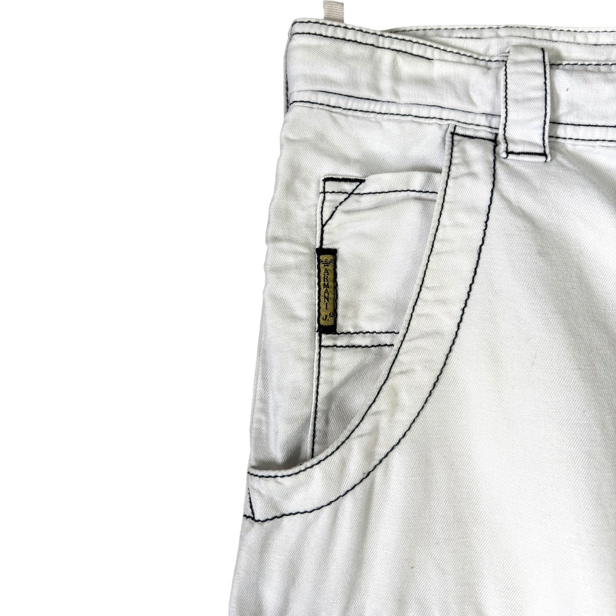 Armani Jeans 00’s Contrast Stitch Linen Hemp Shorts W32 | W32, Multicoloured