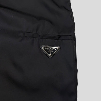 Prada Milano 2018 Black Nylon Gabardine Triangle Logo Trousers - IT40 | O/S, Black