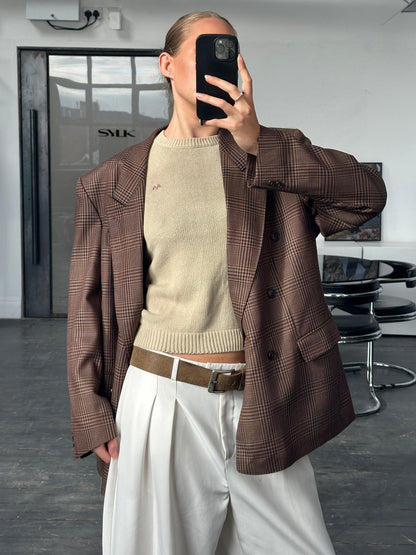 Yves Saint Laurent Diffusion Hommes 1980s Check Wool Blazer - 42R/XL