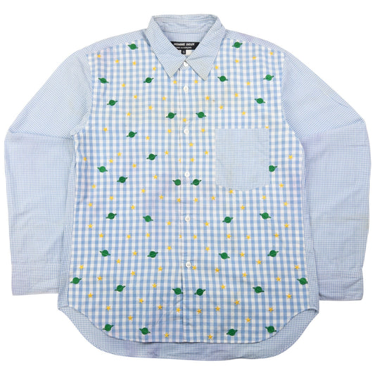Vintage Comme Des Garçons HOMME Embroidered Long Sleeve Button Up Shirt Size XS