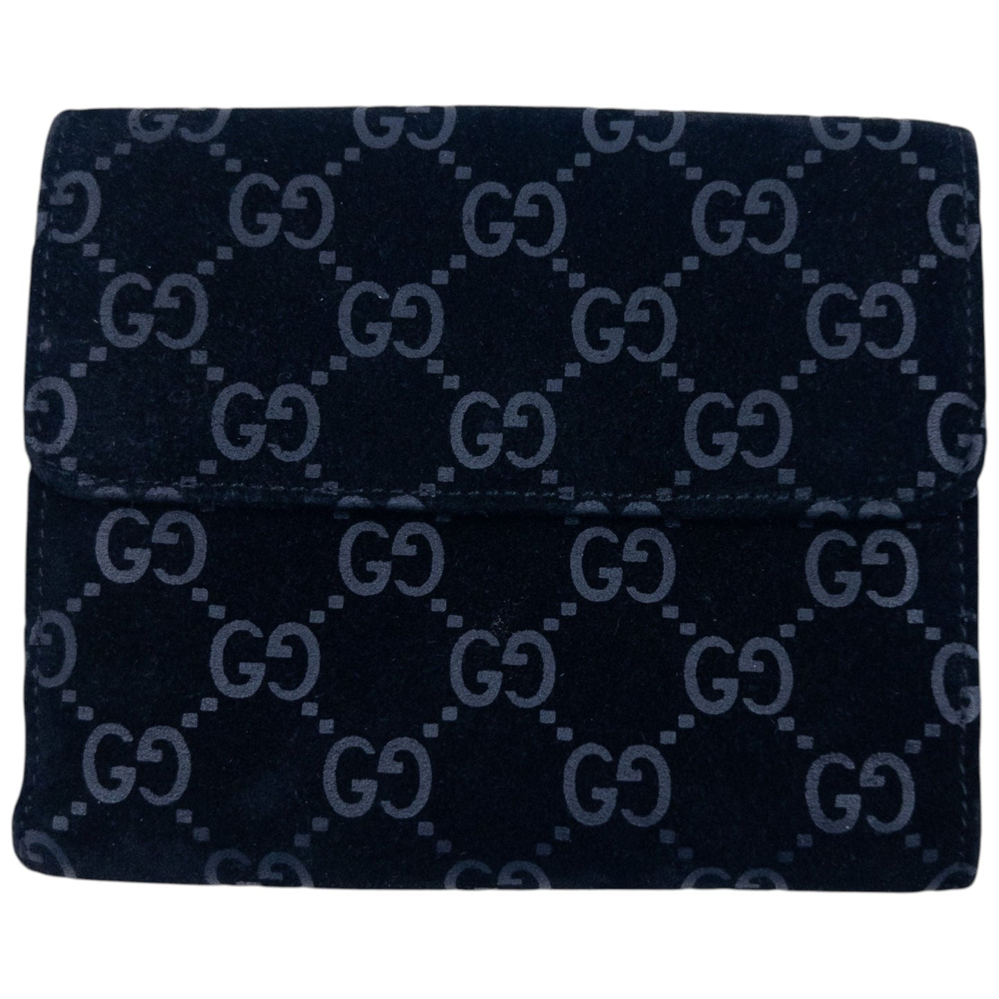 Vintage 2000s Gucci Monogram Suede Wallet | O/S, Black