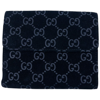 Vintage 2000s Gucci Monogram Suede Wallet | O/S, Black