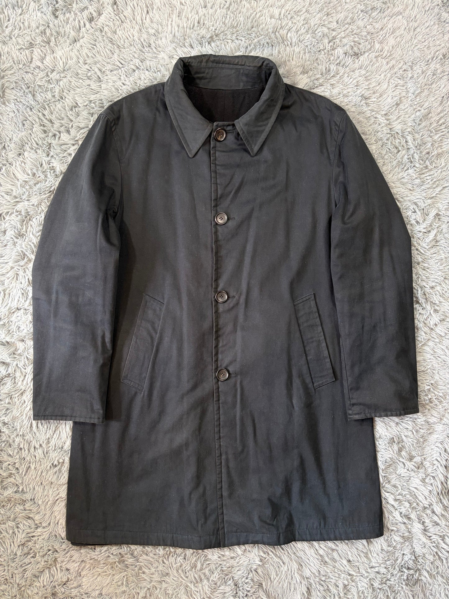 Gucci by Tom Ford 1999 Reversible Wool & Cotton Car Coat - L | O/S, Black