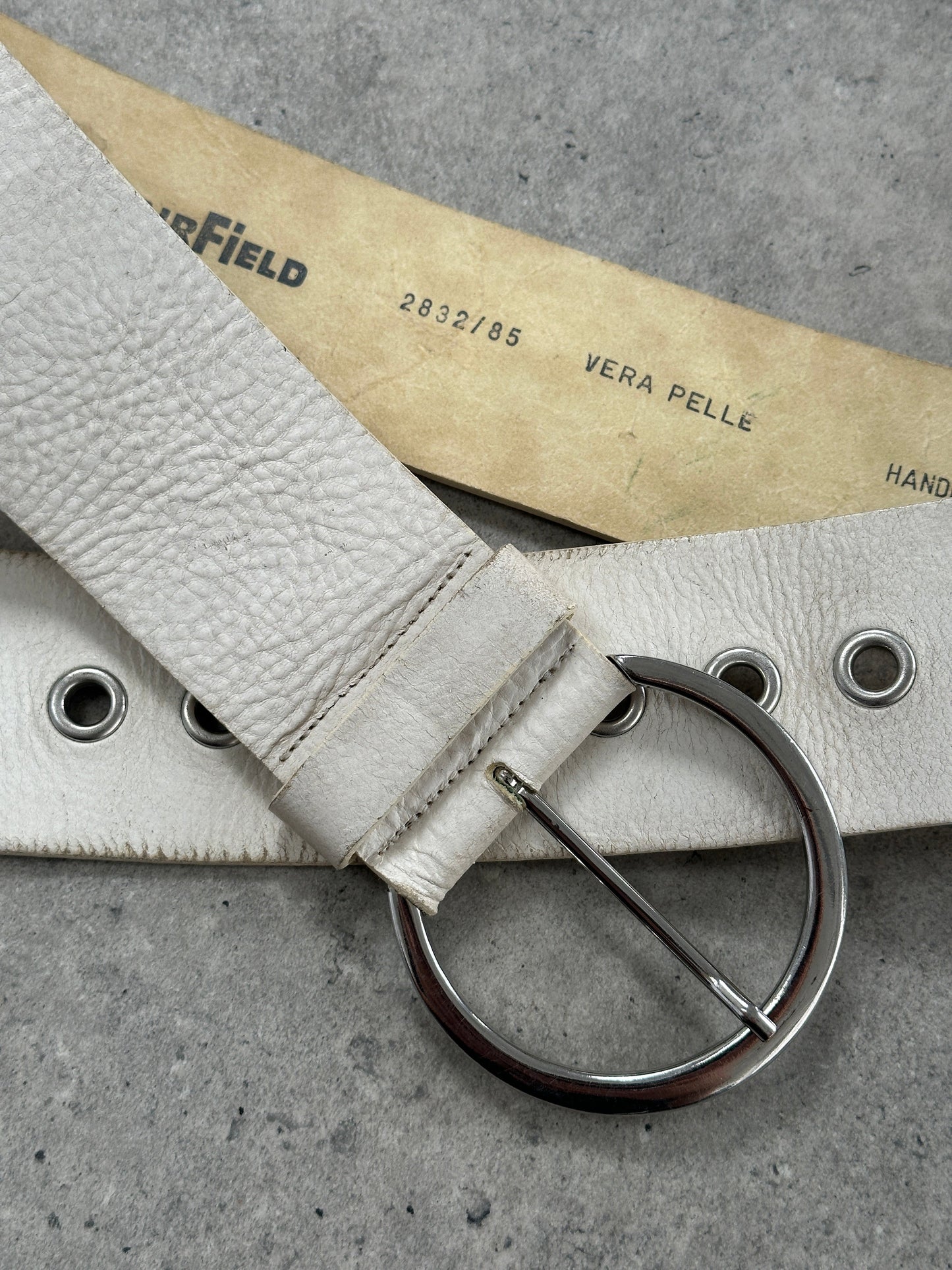 Italian Vintage 1990s Chrome Chunky Leather Belt- 28-32”