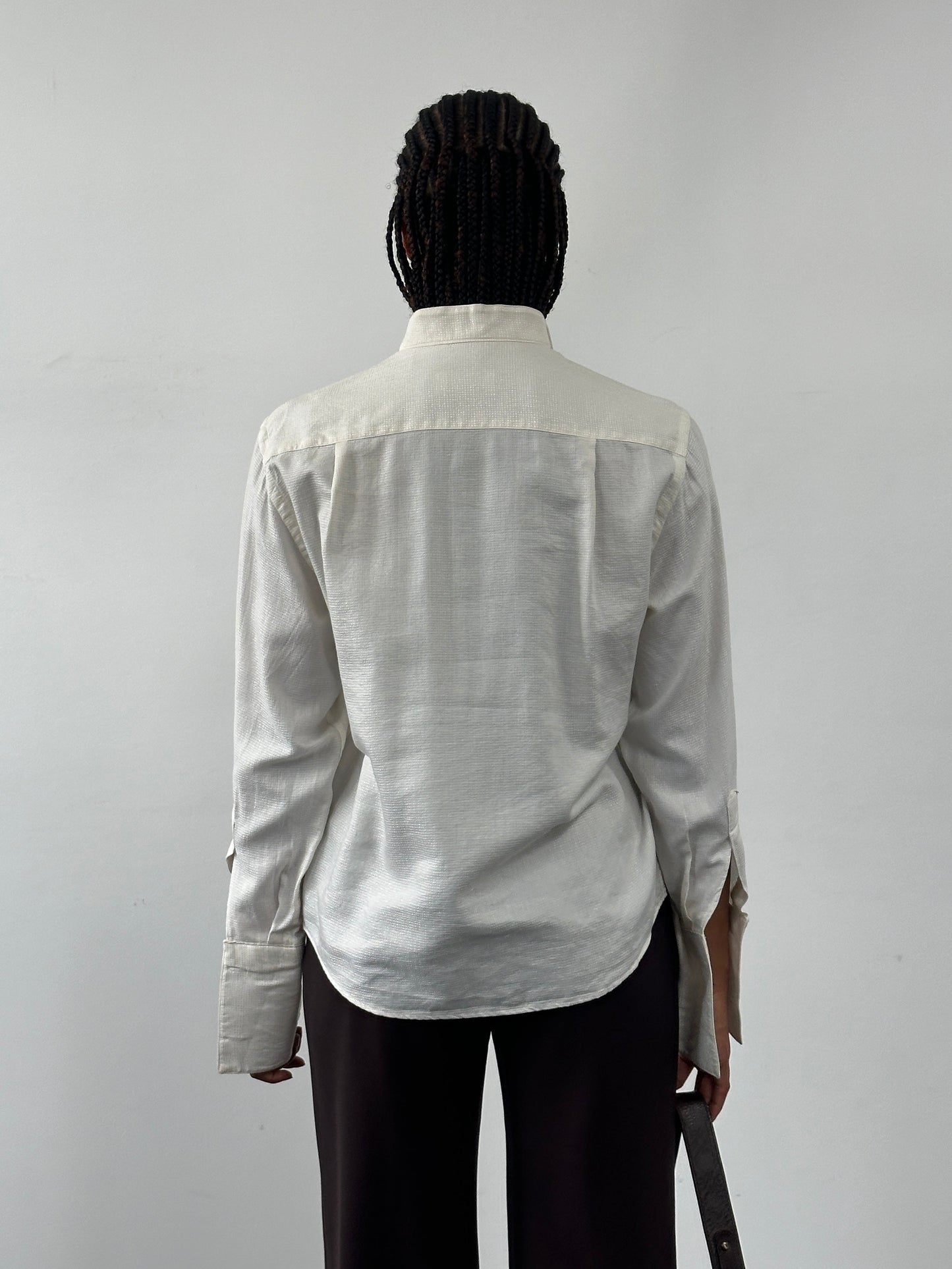 Italian Vintage 1970s Wing Collar Boxy Dress Shirt - M