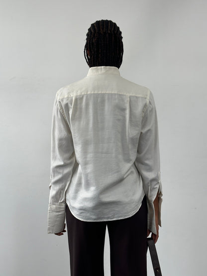 Italian Vintage 1970s Wing Collar Boxy Dress Shirt - M