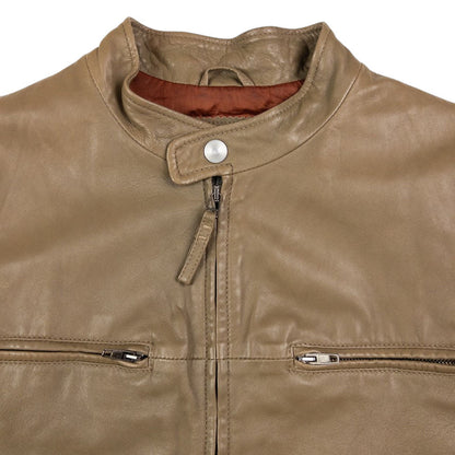 Vintage Armani Jeans Leather Biker Jacket Size M
