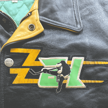 Avirex 'Sonic Squad' Leather Varsity Jacket - L | Large, Black