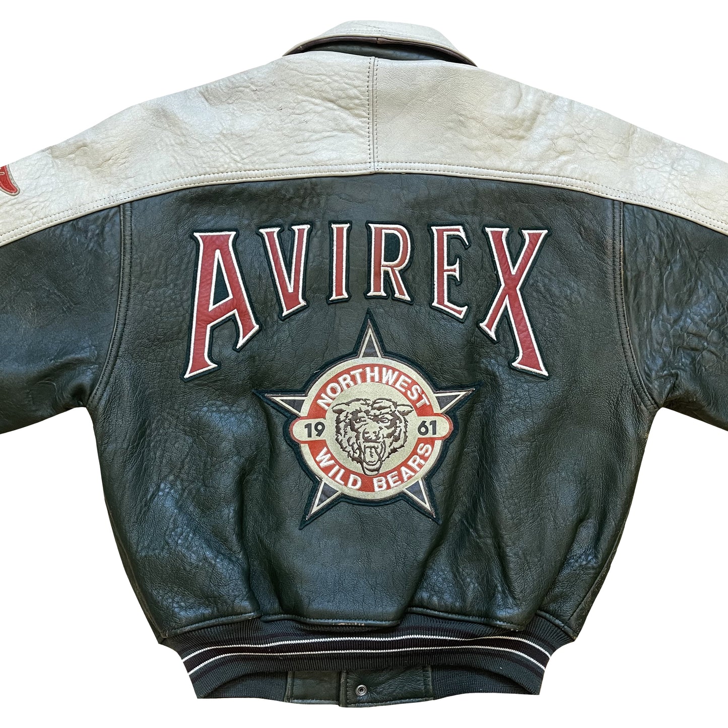 Avirex Wild Bears Leather Varsity Jacket - S