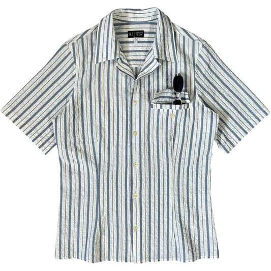 Armani Jeans 00’s Pleated Short Sleeve Shirt S | Small, Multicoloured