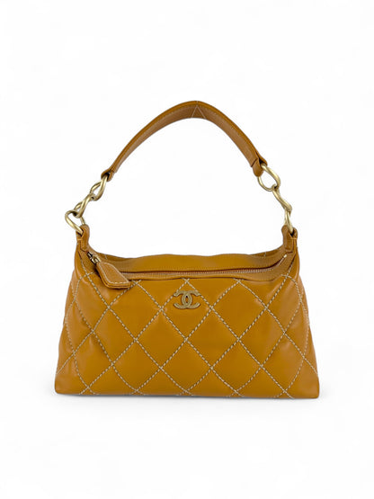 Vintage Chanel Wild Stitch Shoulder Bag Orange (2003-2004) | O/S, Gold