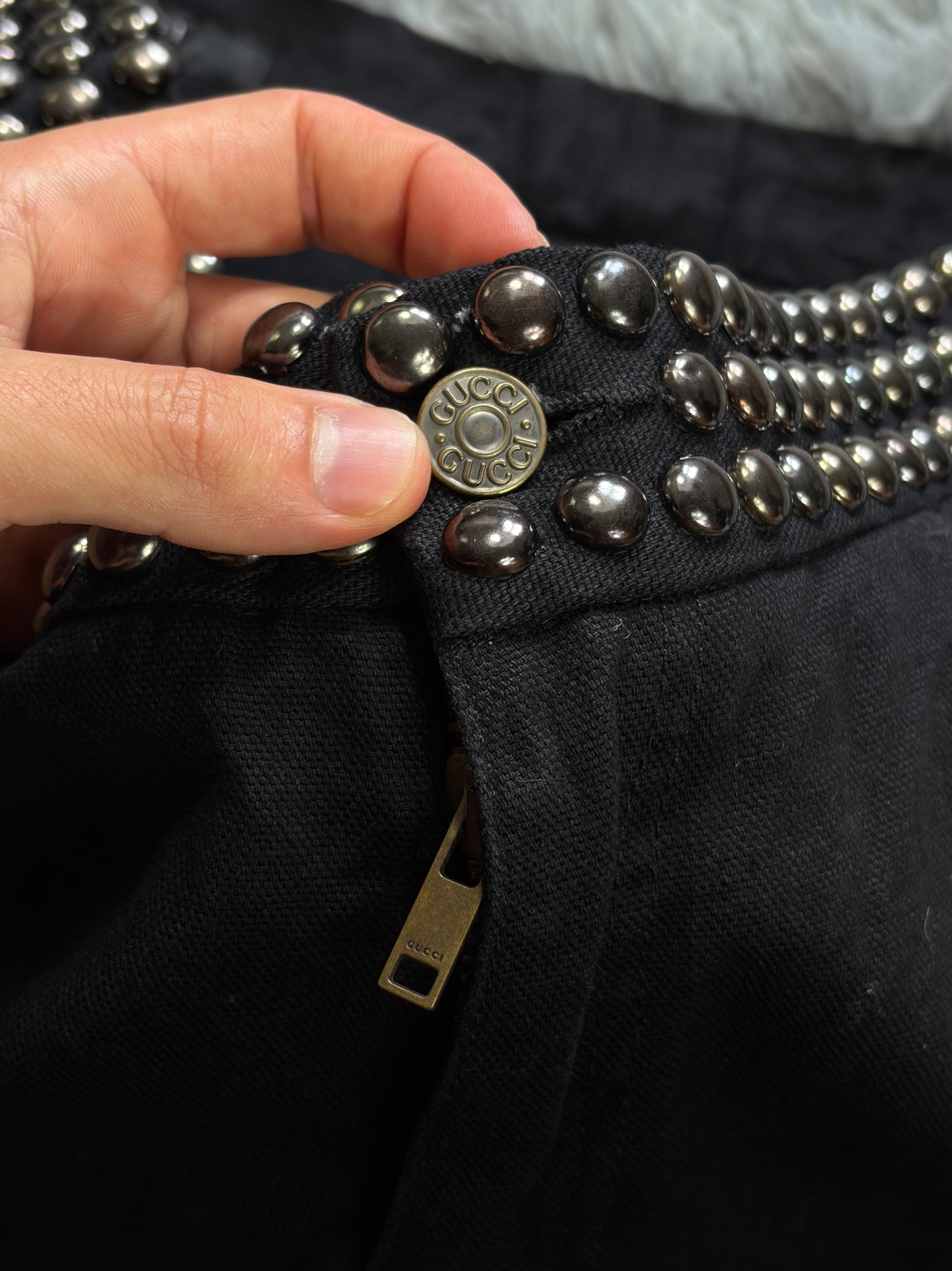 Gucci FW08 Runway Chrome Studded Rock n Roll Jeans - IT52 | O/S, Black