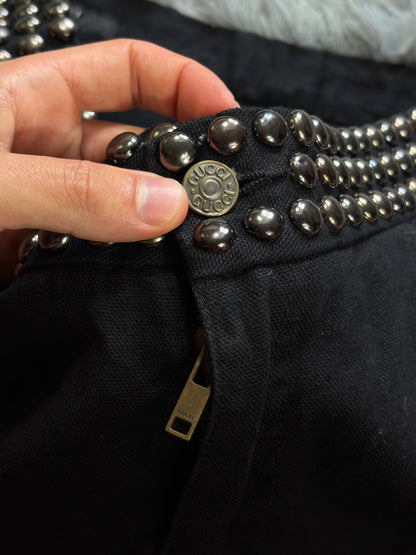 Gucci FW08 Runway Chrome Studded Rock n Roll Jeans - IT52 | O/S, Black