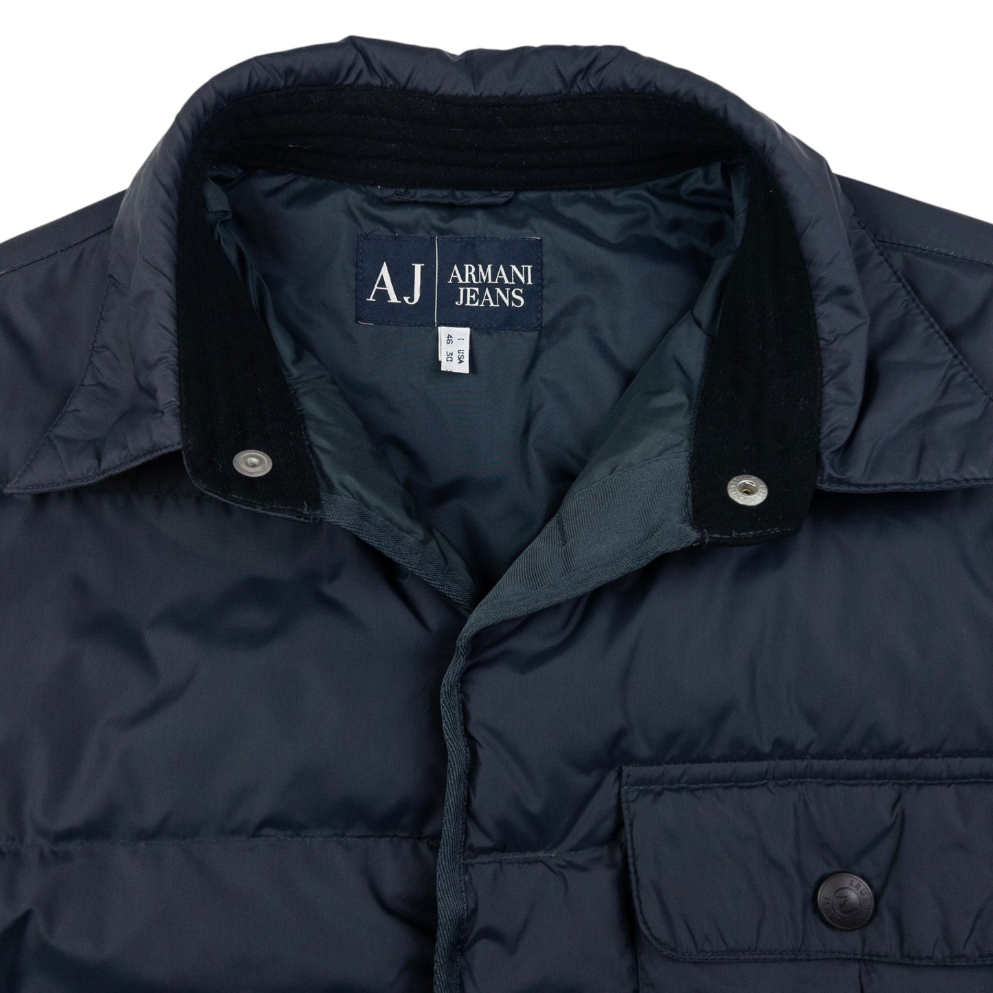 Vintage Armani Jeans Button Up Puffer Jacket Size L