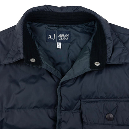 Vintage Armani Jeans Button Up Puffer Jacket Size L